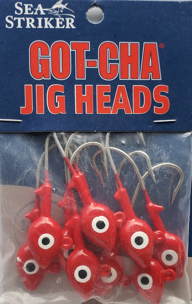 Sea Striker Got-Cha Jig Heads Red 1/2oz 10pk
