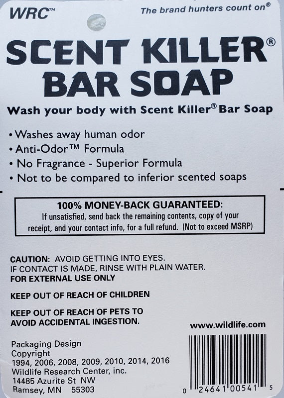 Wildlife Research Scent Killer Bar Soap Anti-Odor Unscented 4.5oz 541