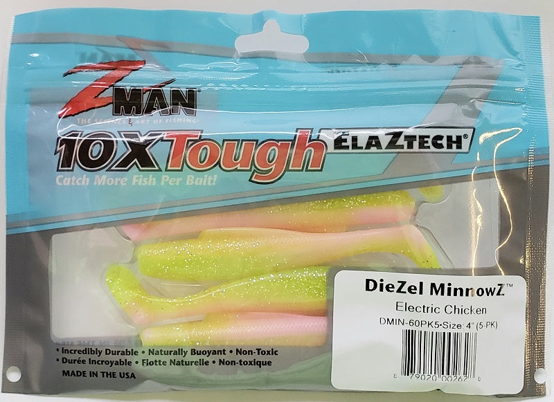 Z-Man DieZel MinnowZ 4in Electric Chicken DMIN-60PK5