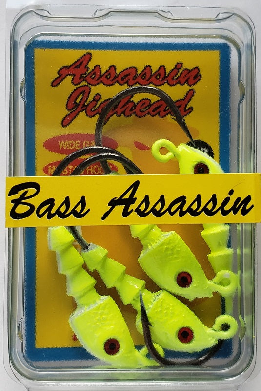 Bass Assassin Chartreuse Flash Jighead 1/8oz 4ct
