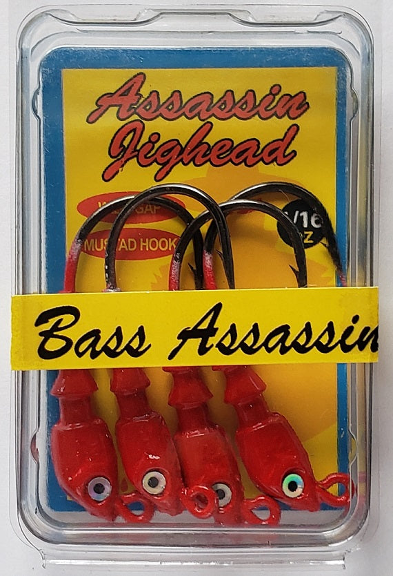 Bass Assassin Red Jighead 1/16oz 4ct