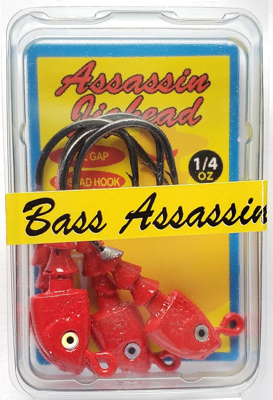 Bass Assassin Red Jighead 1/4oz 4ct