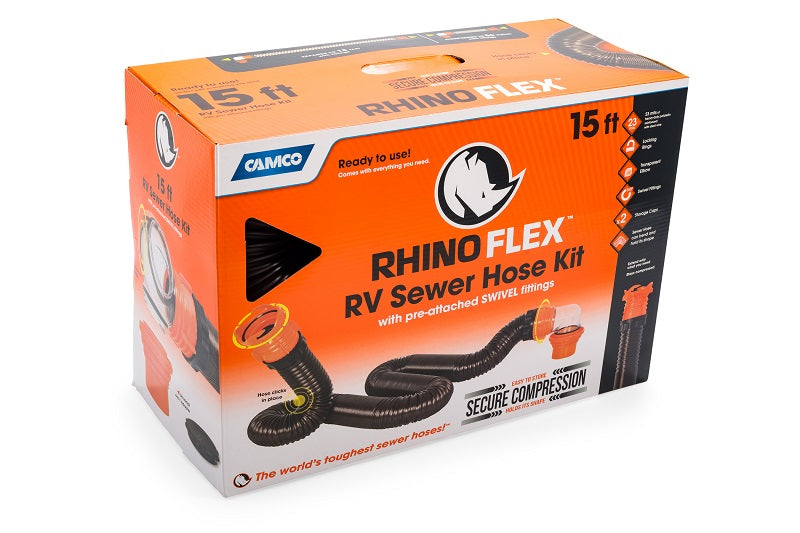 Camco 15' RhinoFlex RV Sewer Hose Kit 39761