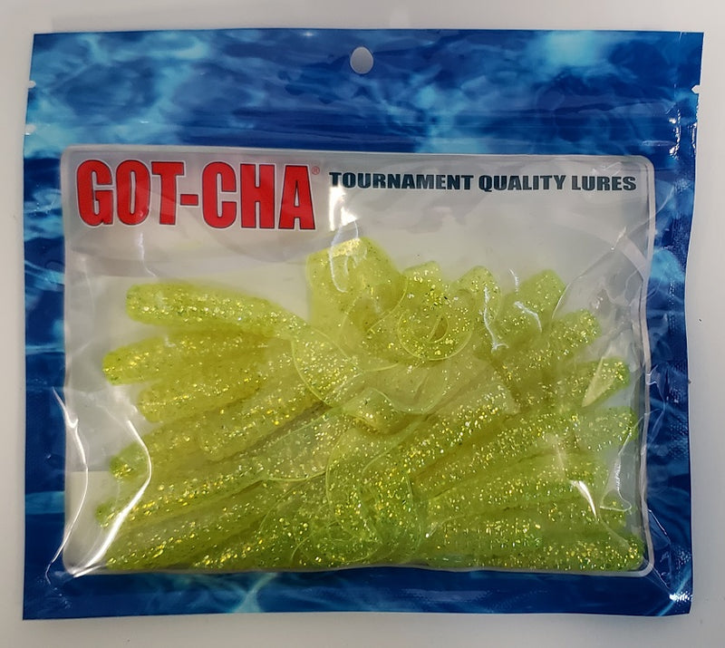 Sea Striker Got-Cha Curltail Grub Chartreuse/Silver Flake
