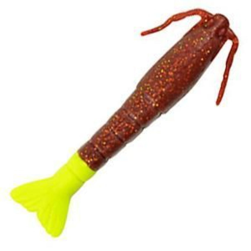 Berkley Gulp! Shrimp Rootbeer Gold/Chartreuse 3"