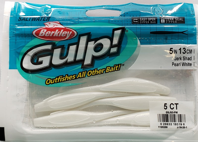 Berkley Gulp! Jerk Shad White 5" 5pk