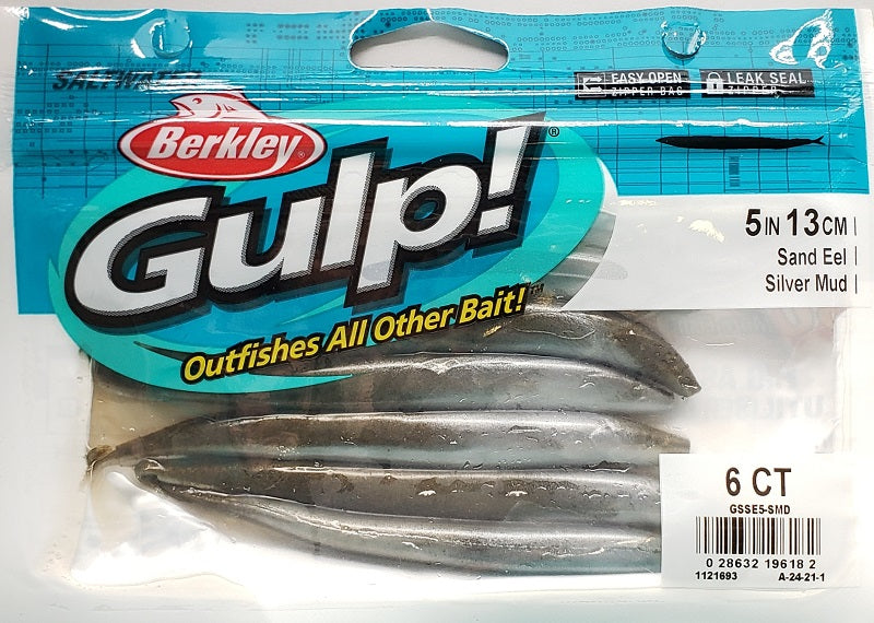 Berkley Gulp! Sand Eel Silver Mud 5" 6pk
