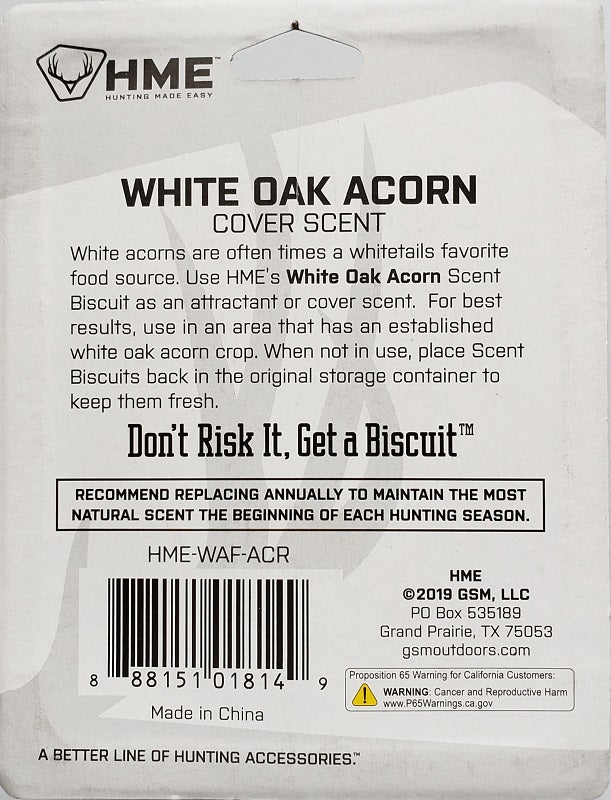 HME Scent Biscuit White Oak Acorn Cover Scent 3 pack HME-WAF-ACR