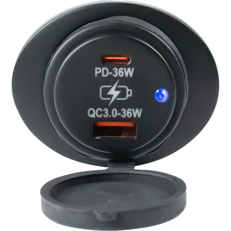 Sea-Dog Oval Surface Mount USB 3.0  USB-C Power Socket [426535-1]