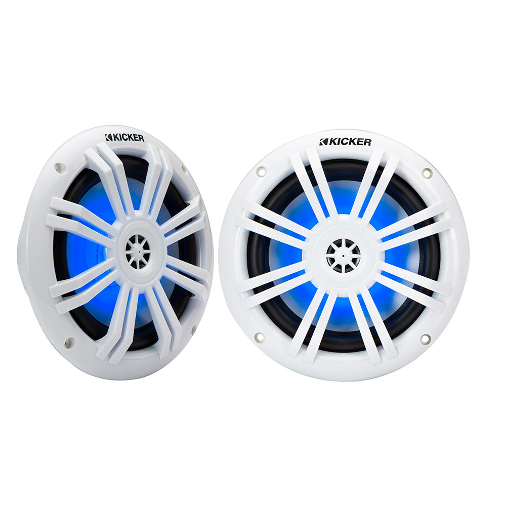 KICKER KM60 6.5" Marine Coaxial Speakers w/1/2" Tweeters - 4 OHM - White w/RGB LEDs [51KM604WL]