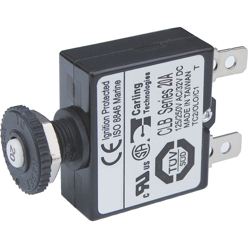 Blue Sea 7057 20A Push Button Thermal with Quick Connect Terminals 