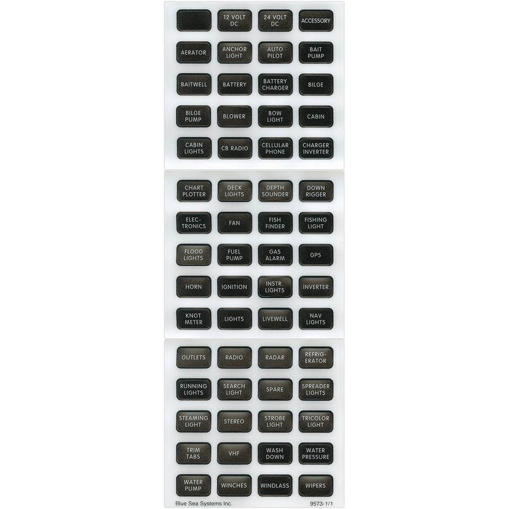 Blue Sea 8214 Black Small Format Label Kit  60 Labels