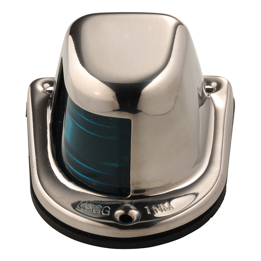 Attwood 1Mile Deck Mount Green Sidelight  12V  Stainless Steel Housing 