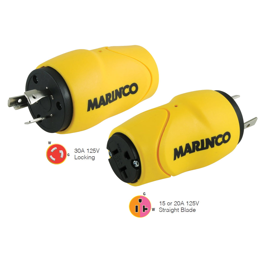 Marinco Straight Adapter 30A Male  15A Female
