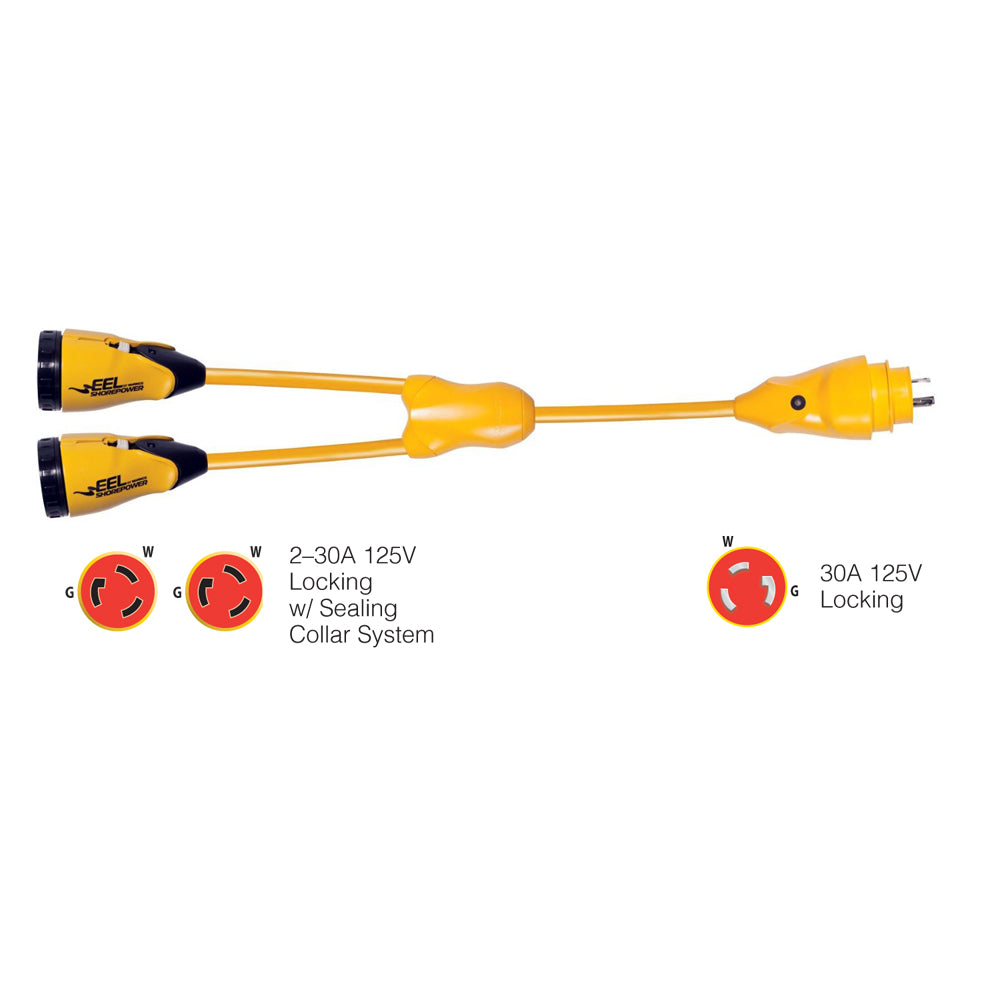 Marinco Y30230 EEL 230A125V Female to 130A125V Male Y Adapter