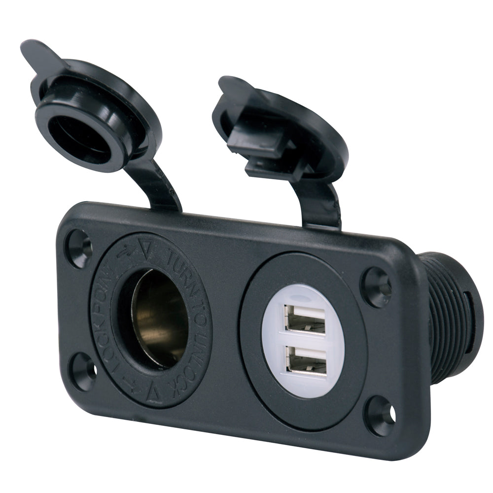 Marinco SeaLink Deluxe Dual USB Charger  12V Receptacle 