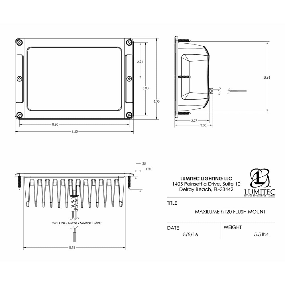 Lumitec Maxillume h120  Flush Mount Flood Light 