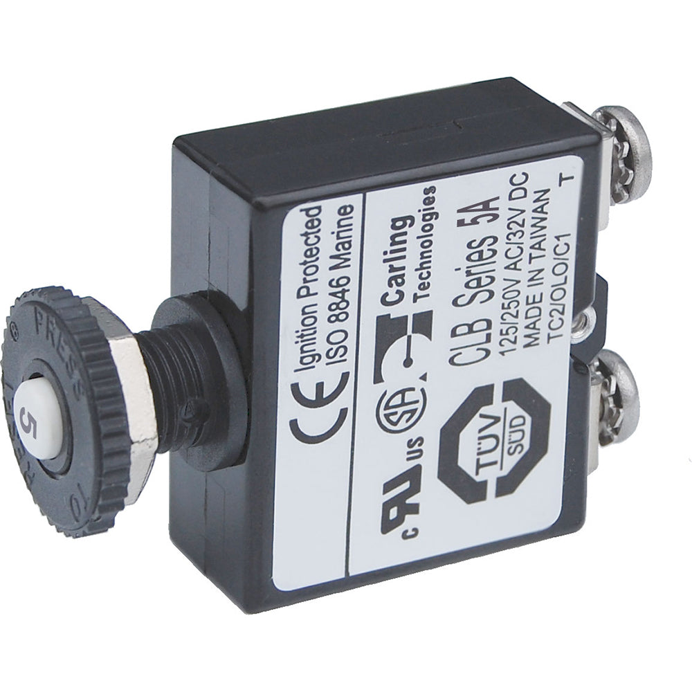 Blue Sea Push Button Reset Only Screw Terminal Circuit Breaker  5 Amps
