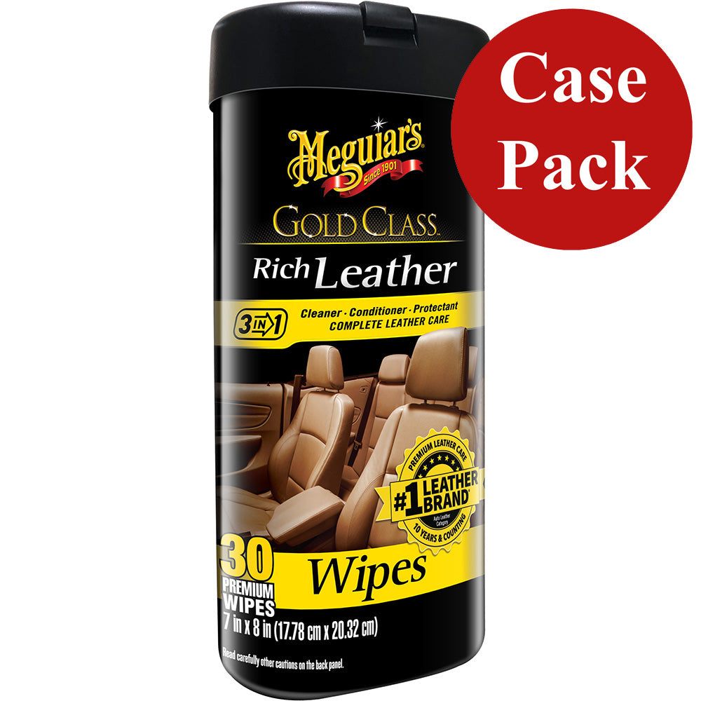 Meguiars Gold Class Rich Leather Cleaner  Conditioner Wipes Case of 6 