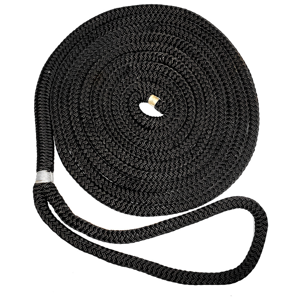 New England Ropes 58 Double Braid Dock Line  Black  15 