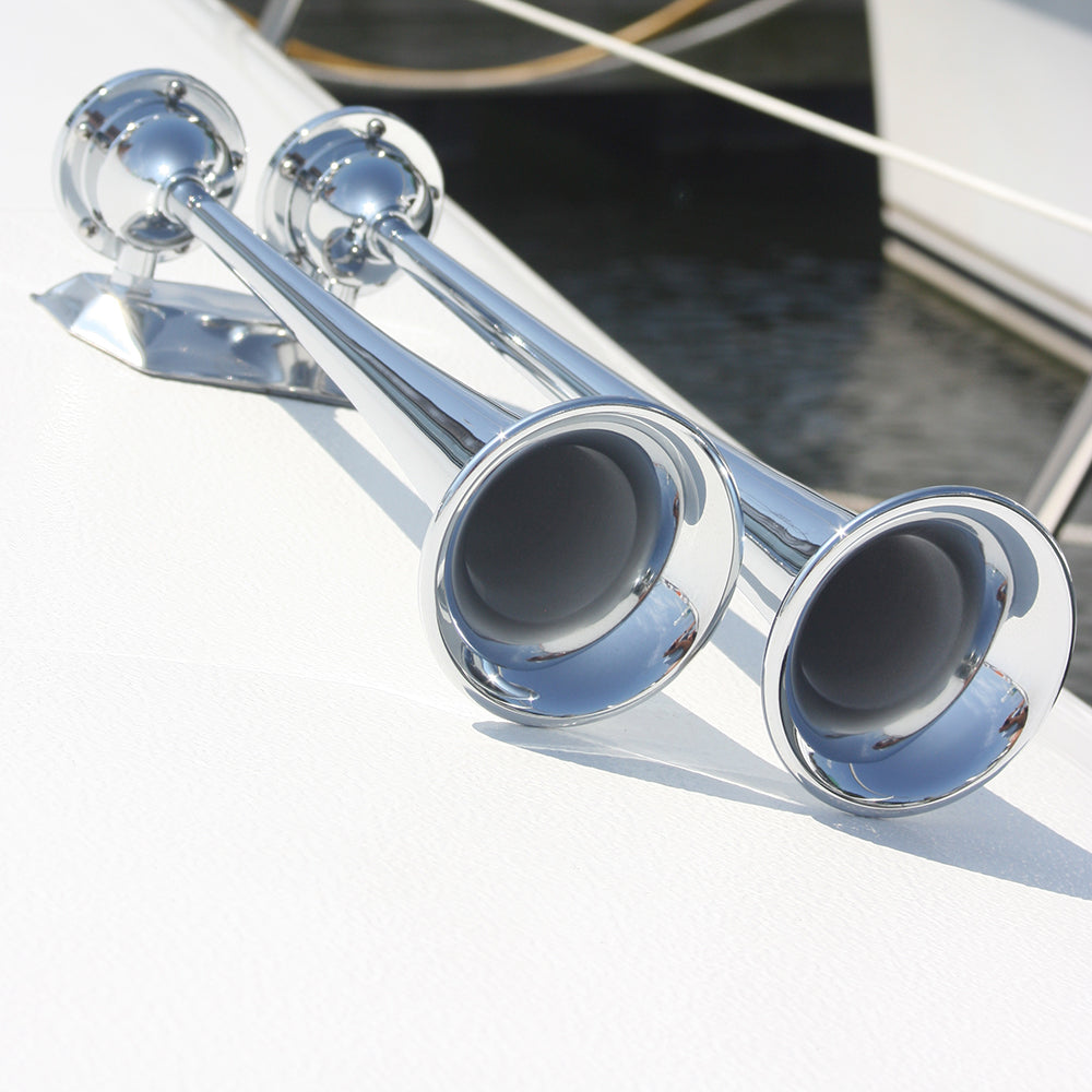 Marinco 12V Chrome Plated Dual Trumpet Air Horn 