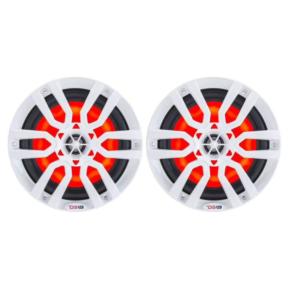 DS18 HYDRO 6.5" 2-Way Marine Speakers w/RGB LED Lights 300W - White [NXL-6]