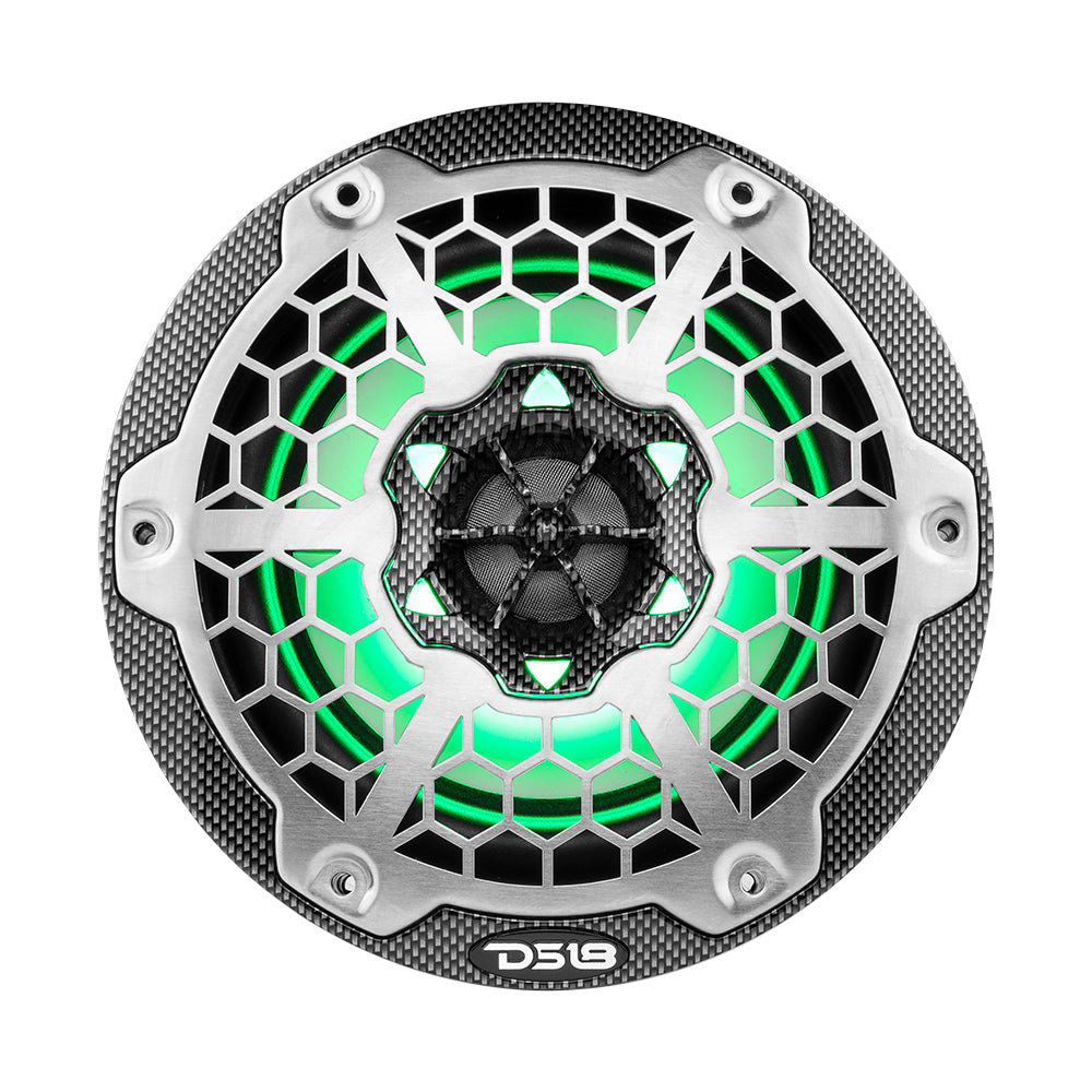DS18 HYDRO 6.5" 2-Way Marine Speakers w/RGB LED Lights 300W - Black Carbon Fiber [CF-65]