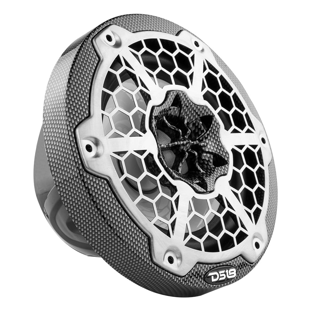 DS18 HYDRO 6.5" 2-Way Marine Speakers w/RGB LED Lights 300W - Black Carbon Fiber [CF-65]