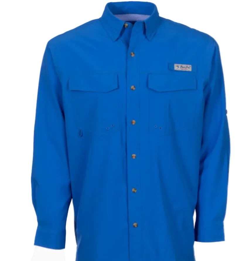 Bimini Bay Men's Flats V LS Shirt Blue Wave