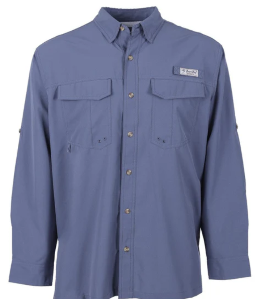 Bimini Bay Men's Flats V LS Shirt Grisaille