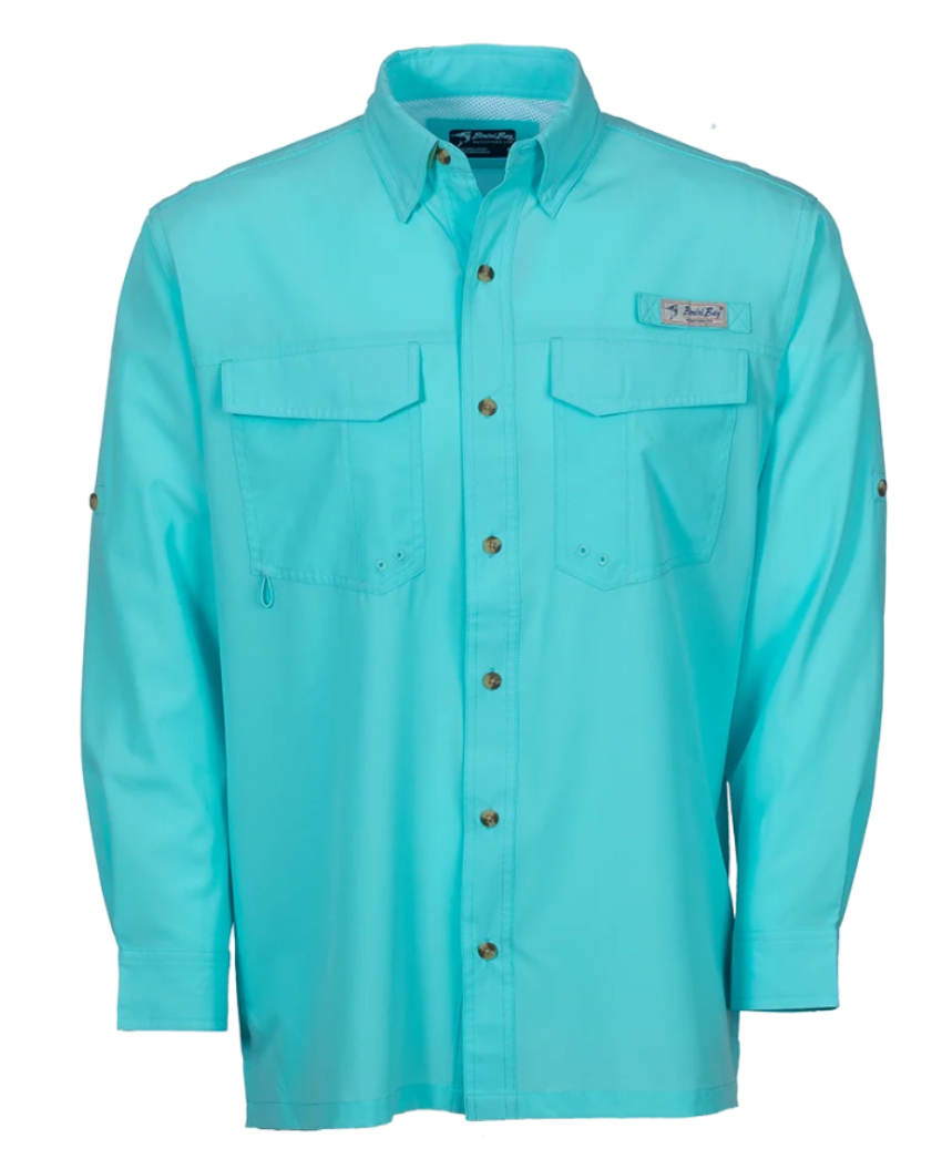 Bimini Bay Men's Flats V LS Shirt Teal