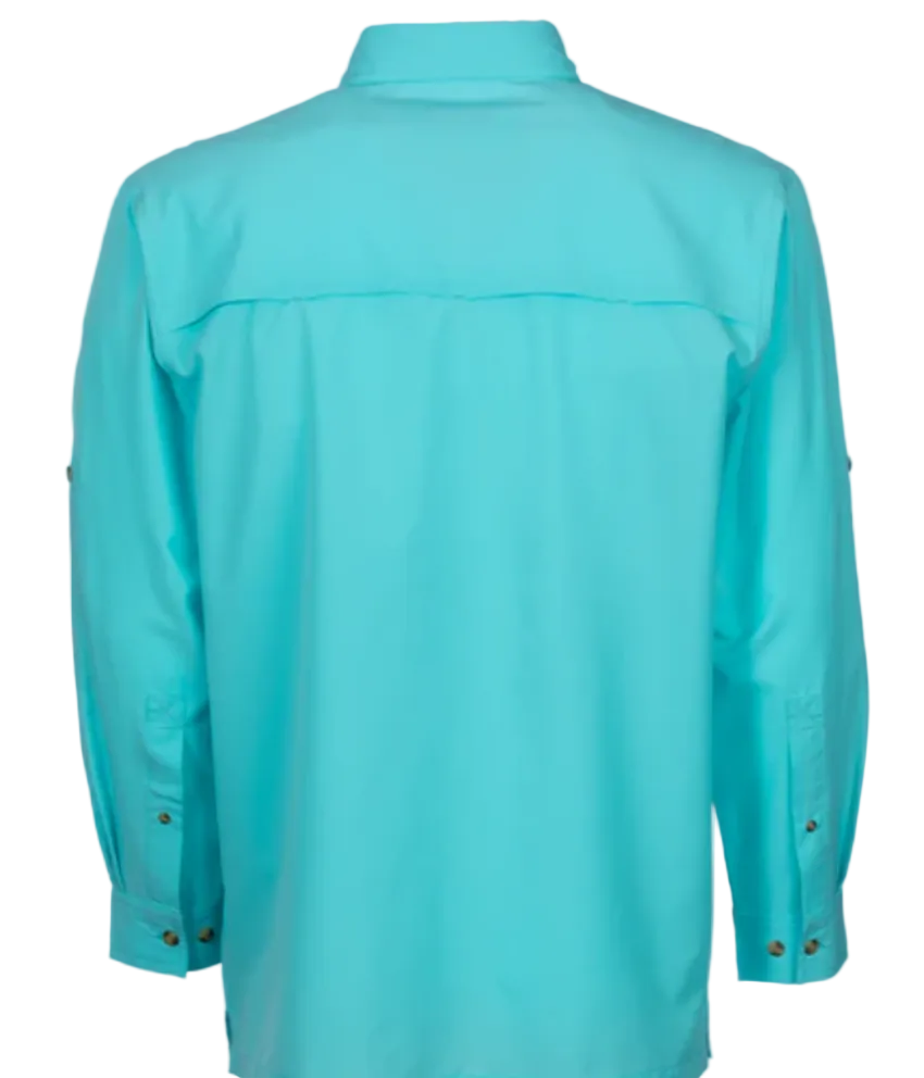 Bimini Bay Men's Flats V LS Shirt Aqua