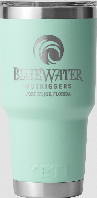 Bluewater Outriggers Custom YETI Rambler 30 oz Tumbler Seafoam