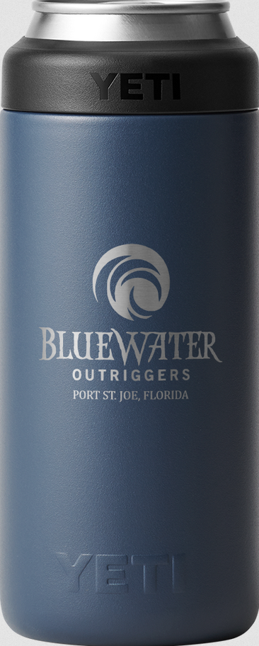 Bluewater Outriggers Custom Yeti Rambler 12oz Colster Slim Navy