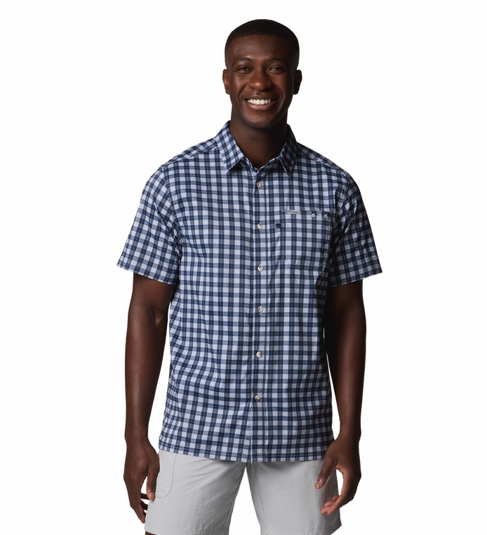 COLUMBIA Men's Super Slack Tide Camp Shirt (Navy Palaka Grid)