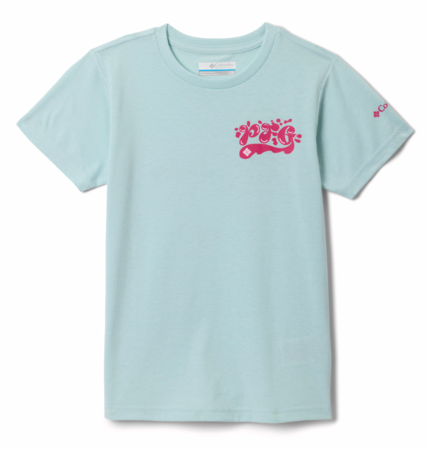 Columbia Girl's Youth PFG Palm Waves SS Tee Marine Light