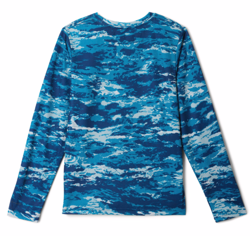 Columbia Kid's PFG Solar Stream Printed LS Shirt Blue Camo