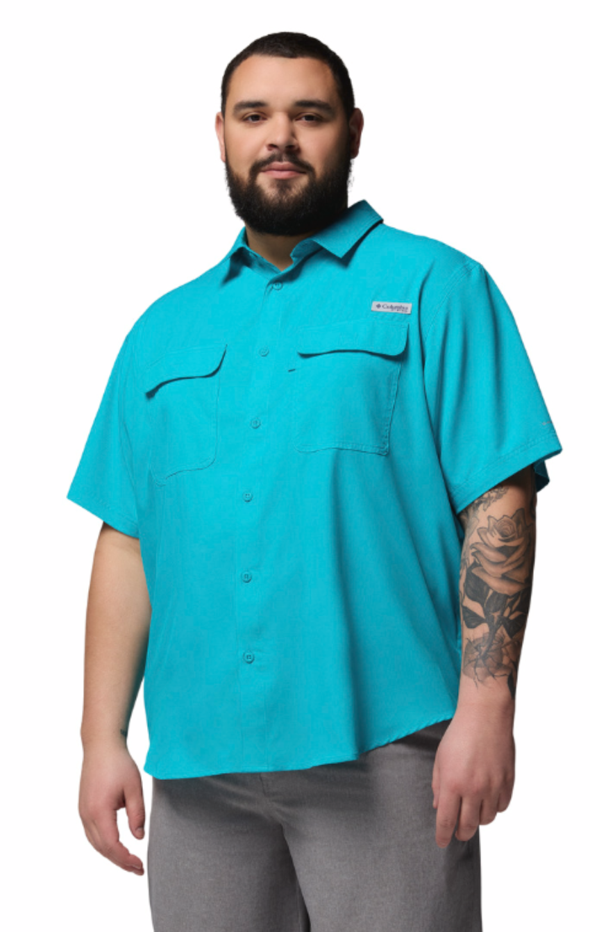 Columbia Men's PFG Backwater Woven SS Shirt Ocean Teal