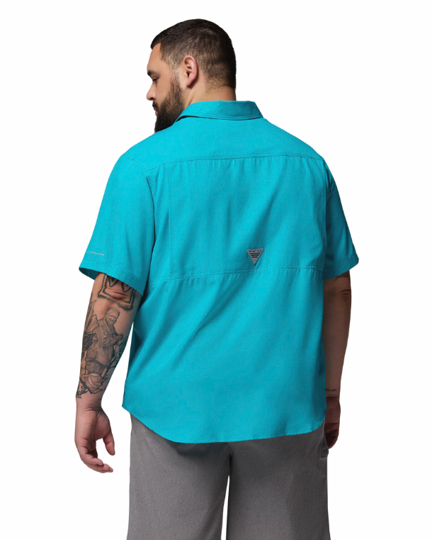 Columbia Men's PFG Backwater Woven SS Shirt Ocean Teal