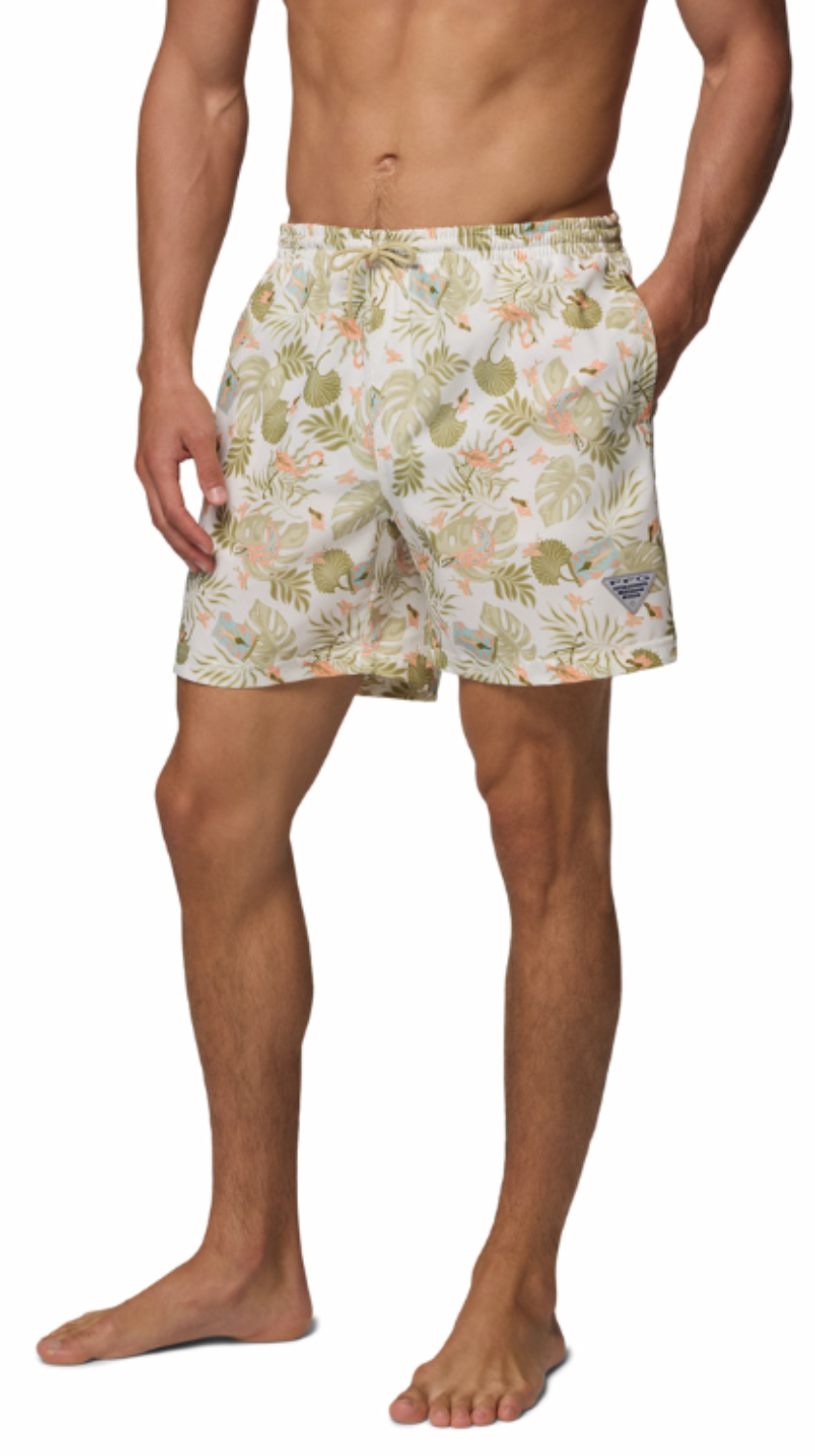 Columbia Men's PFG Rambler Printed Water Shorts Sea Salt Inagua