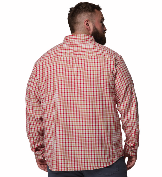 Columbia Men's Rapid Rivers II LS Shirt MTN Red Trail Crossing Gingham