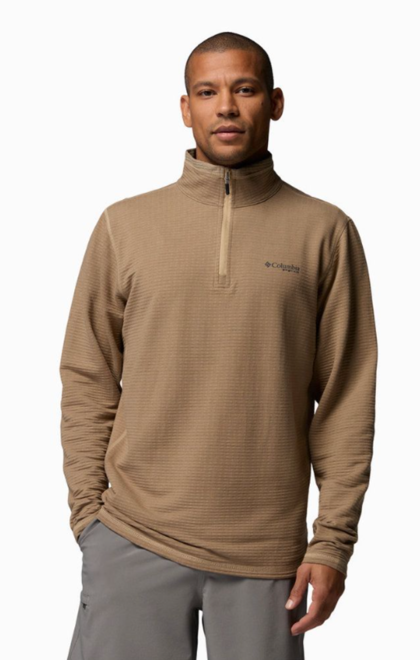 Columbia Men's Slack Tide LS Quarter Zip Beach Truffle