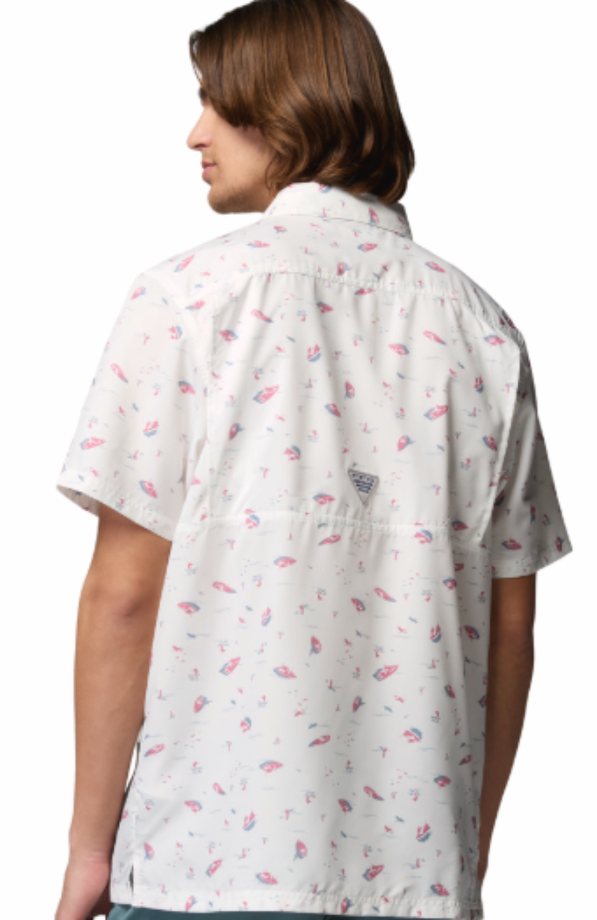 Columbia Men's Super Slack Tide Camp SS Shirt White Shorelines