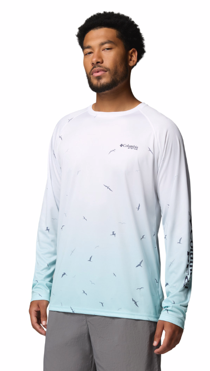 Columbia Men's Super Terminal Tackle PFG Frigate Frenz LS Shirt Marine Light