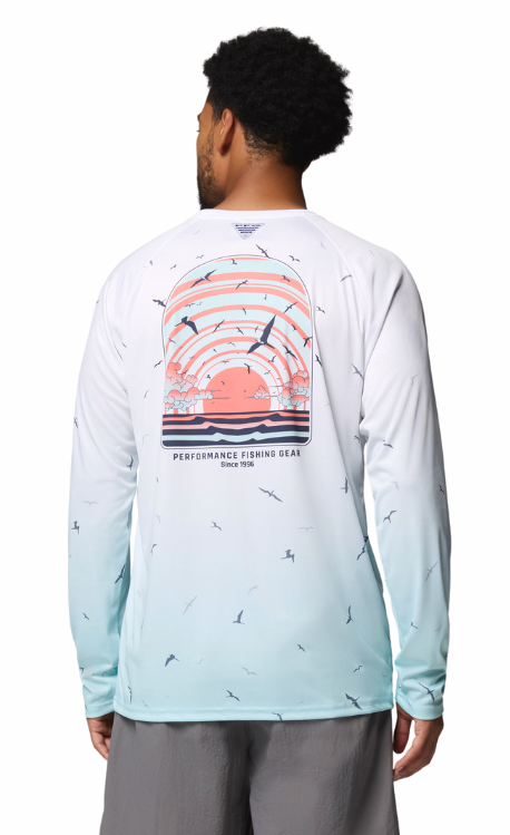 Columbia Men's Super Terminal Tackle PFG Frigate Frenz LS Shirt Marine Light