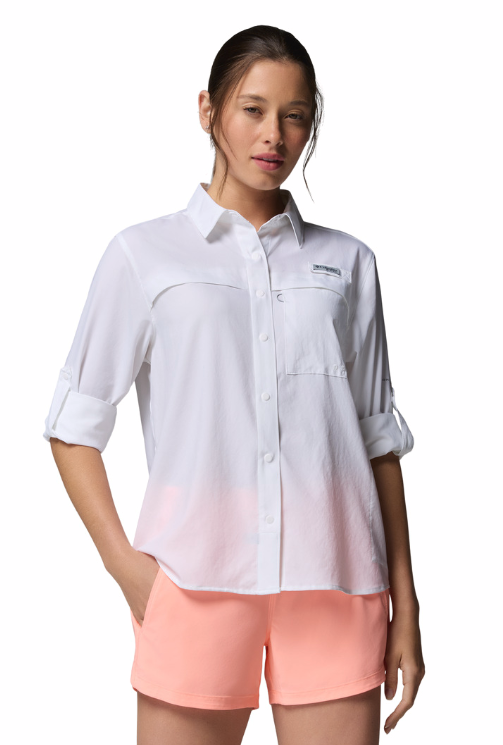 Columbia Women's PFG Castback LS Shirt White