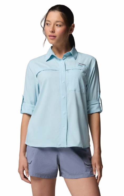 Columbia Women's PFG Castback Woven LS Shirt Marine