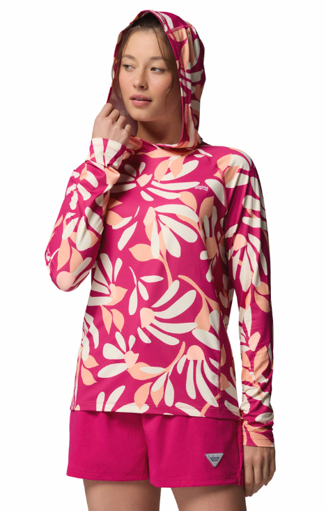 Columbia Women's PFG Super Solar Stream Hoodie Guava Pink Petals