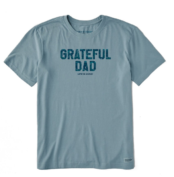 Life is Good Grateful Dad Tee 100% USA Cotton Classic Fit Pre-Washed Color: Smoky Blue
