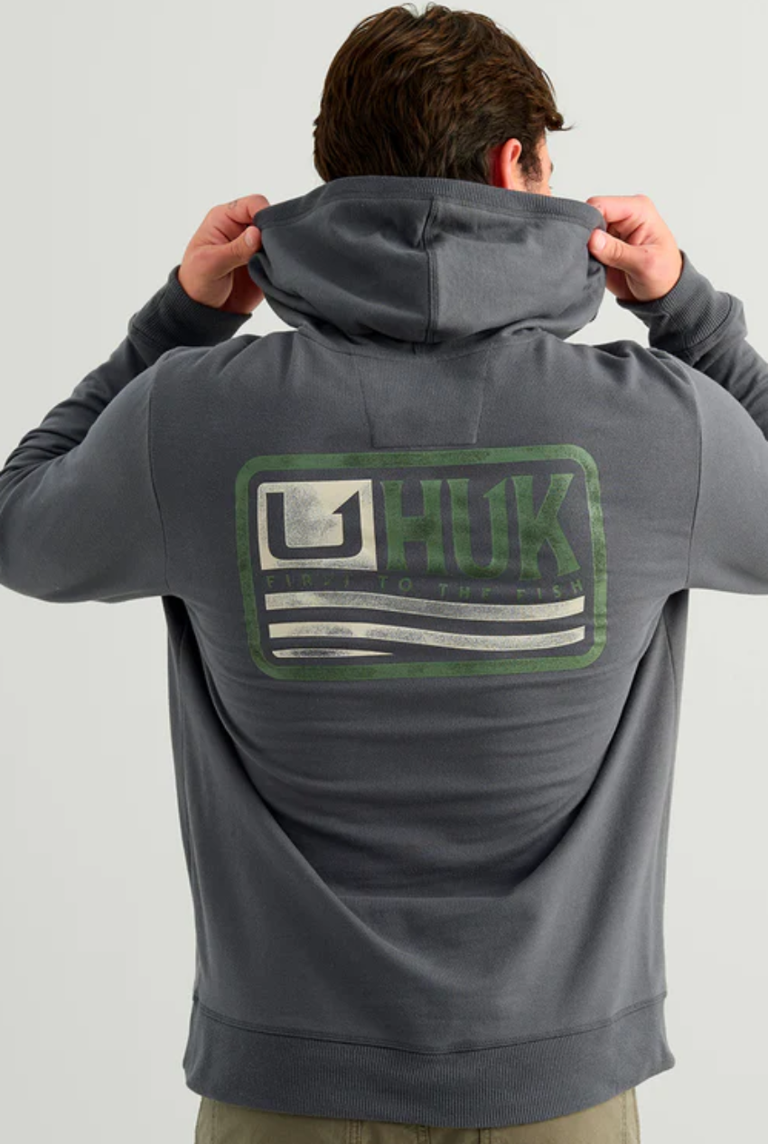 HUK Men's Edisto Born Wave Terry Hoodie Dark Shadow